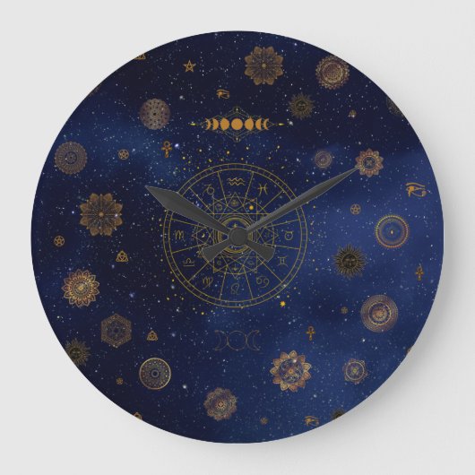 Magische symbolen van de bescherming Mandala Pagan Grote Klok (Voorkant)