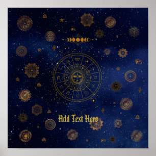 Magische symbolen van de bescherming Mandala Pagan Poster