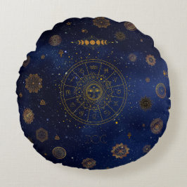 Magische symbolen van de bescherming Mandala Pagan Rond Kussen