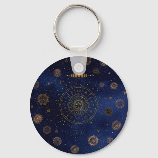 Magische symbolen van de bescherming Mandala Pagan Sleutelhanger (Voorkant)