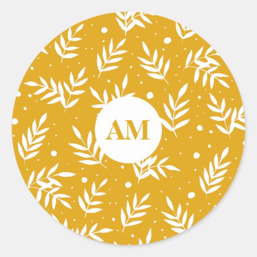 Magische takken - geel ronde sticker (Voorkant)
