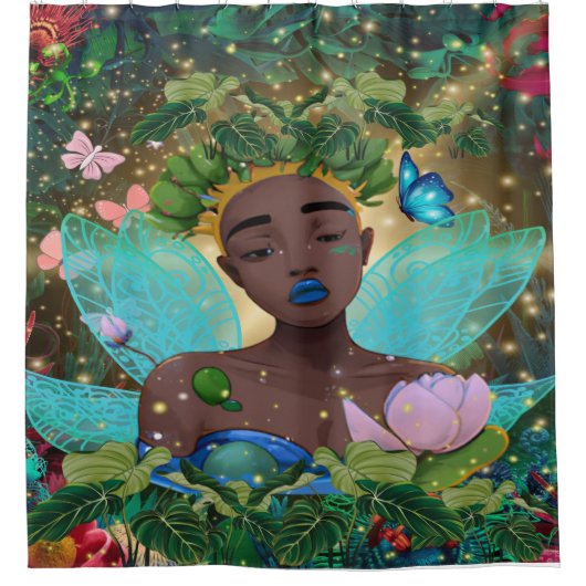 Magische Tale van een Afrikaans-Amerikaanse zwarte Douchegordijn (Voorkant)