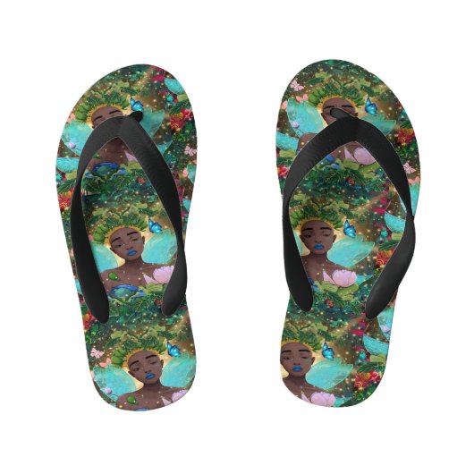 Magische Tale van een Afrikaans-Amerikaanse zwarte Kinder Teenslippers (Voetbed)