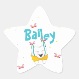 Magische tand in hangers gepersonaliseerd in blauw ster sticker