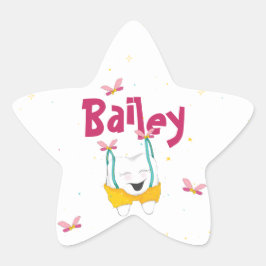 Magische tand in hangers gepersonaliseerd in roze ster sticker