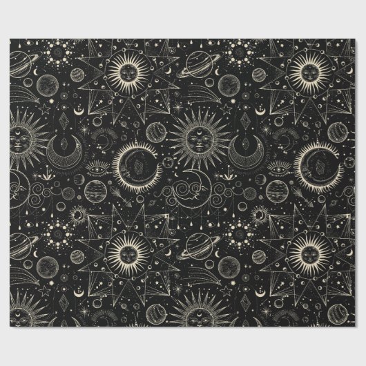 Magische tarot astrologie boho hemels cadeaupapier (Vlak)