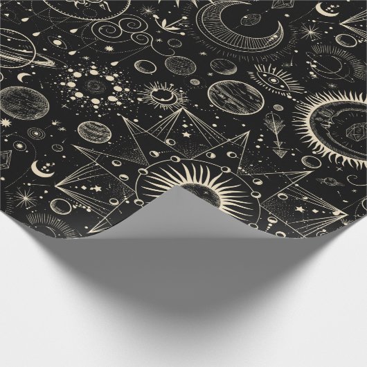 Magische tarot astrologie boho hemels cadeaupapier (Hoek)