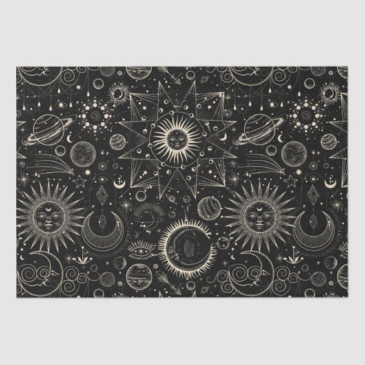 Magische tarot astrologie boho hemels tissuepapier (Voorkant)