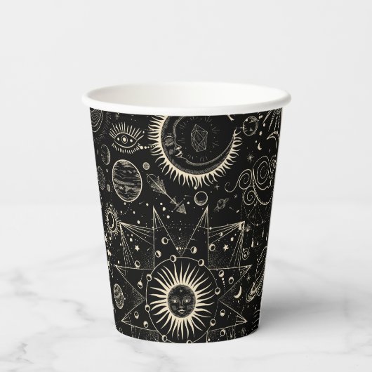 Magische tarot astrologie boho hemelse patroon papieren bekers (Achterkant)