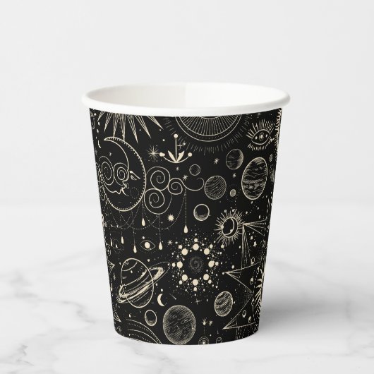 Magische tarot astrologie boho hemelse patroon papieren bekers (Links)