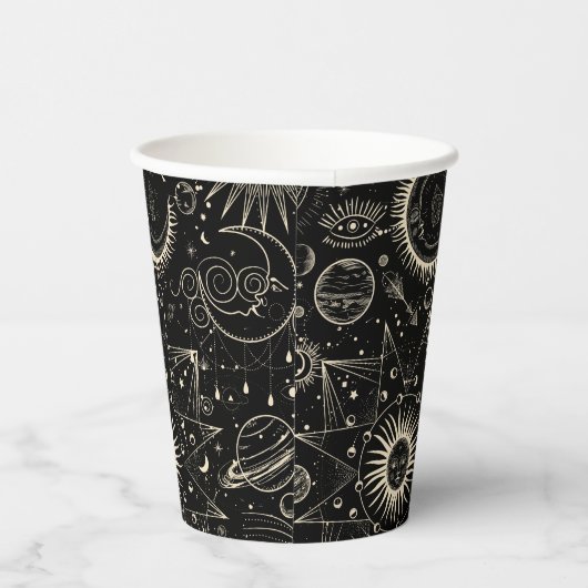 Magische tarot astrologie boho hemelse patroon papieren bekers (Rechts)