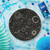 Magische tarot astrologie boho hemelse patroon papieren bordje (Feest)