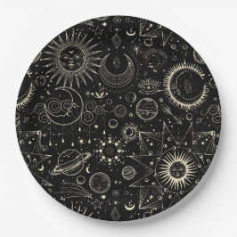 Magische tarot astrologie boho hemelse patroon papieren bordje