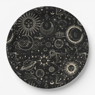 Magische tarot astrologie boho hemelse patroon papieren bordje