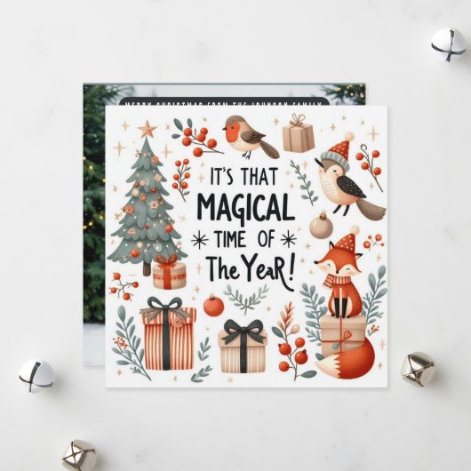 Magische tijd van het jaar Forest fantasy Feestdagenkaart (Voorkant / Achterkant in situ)