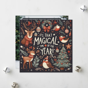 Magische tijd van het jaar Forest fantasy herten Feestdagenkaart