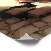 Magische Tijdloze Zwarte Kerstman op de Schoorstee Poster (Hoek)