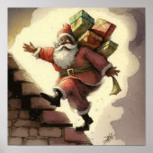 Magische Tijdloze Zwarte Kerstman op de Schoorstee Poster (Voorkant)