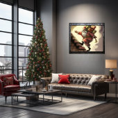 Magische Tijdloze Zwarte Kerstman op de Schoorstee Poster