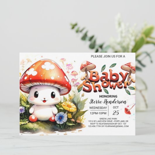 Magische Toadstool Trail Baby shower Kaart (Staand voorkant)