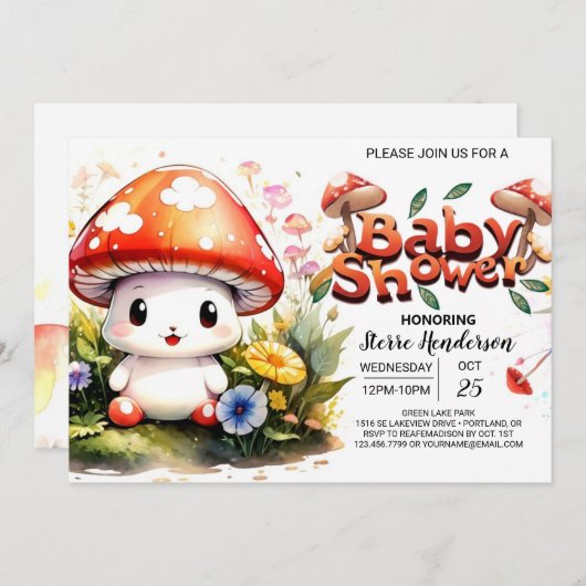 Magische Toadstool Trail Baby shower Kaart (Voorkant / Achterkant)