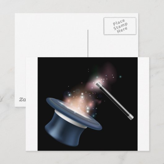 Magische tophat en toverstaf briefkaart (Voorkant / Achterkant)