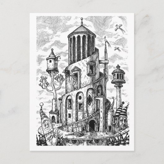 Magische toren op pet briefkaart (Voorkant)