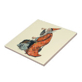 Magische tovenaar en zwarte kat Fantasy Art Tegeltje (Zijkant)