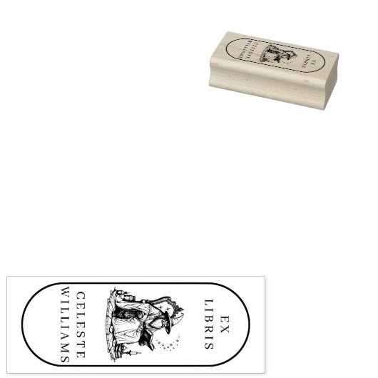 Magische tovenaar Ex Libris Bibliotheek Boekplaat  Rubberstempel (Gestempeld)
