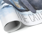 Magische Tovenaar Kat Waterverf Kerstmis Cadeaupapier (Rol Hoek)