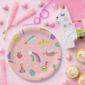 MAGISCHE TOVENAAR SPROOKJE ELEMENTEN roze achtergr Papieren Bordje (Feest)