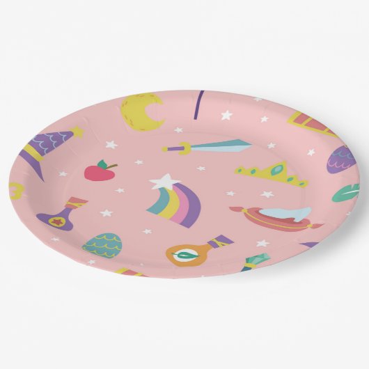 MAGISCHE TOVENAAR SPROOKJE ELEMENTEN roze achtergr Papieren Bordje (Gekanteld)