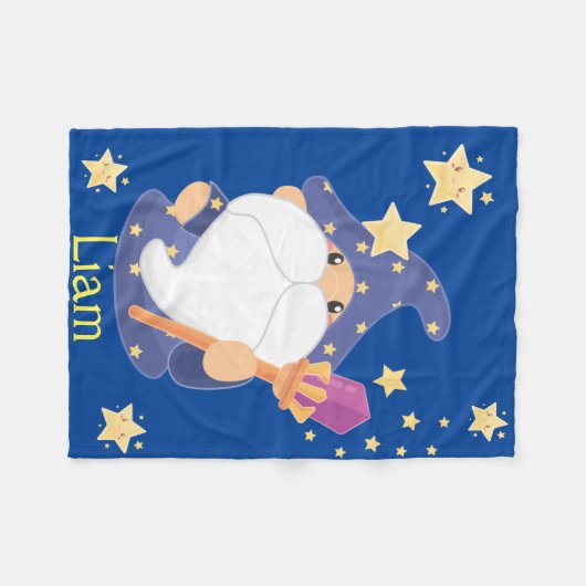 Magische tovenaar, tovenaar & sterren kwekerij fleece deken (Voorkant (Horizontaal))