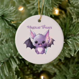 Magische traktaties met leuke vleermuizen keramisch ornament