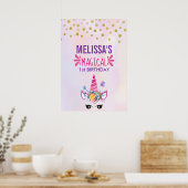 Magische trendy Pink Unicorn Birthday Poster (Keuken)