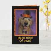 Magische Trick or treat? Golden Retriever Hallowee Kaart (Gele Bloem)