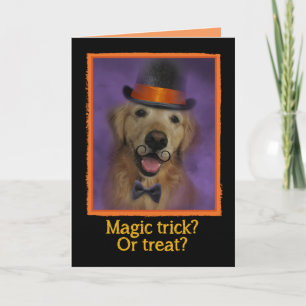 Magische Trick or treat? Golden Retriever Hallowee Kaart