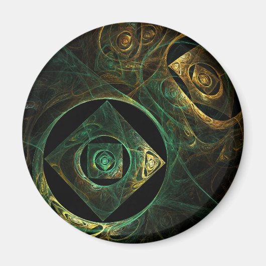 Magische trillingen Abstract Kunstronde Magnet (Voorkant)