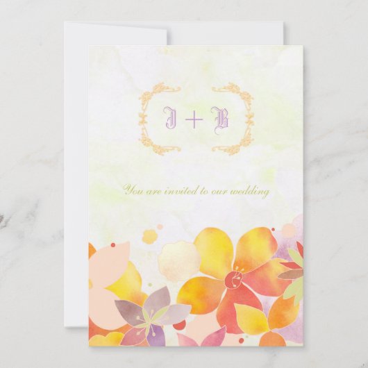 Magische Tuin Bloemen Monogram Bruiloft Kaart (Voorkant)