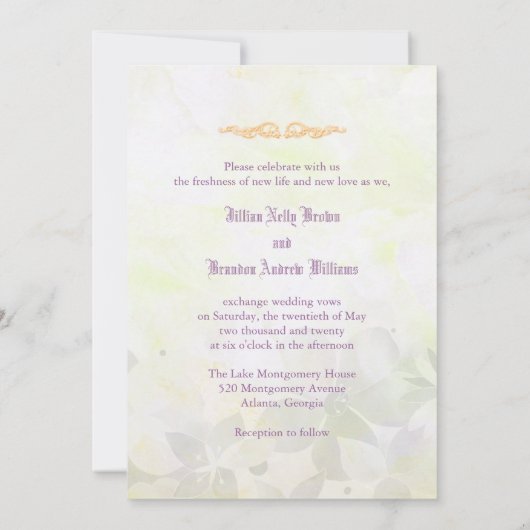 Magische Tuin Bloemen Monogram Bruiloft Kaart (Achterkant)