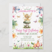 Magische tuin fee 1e verjaardag uitnodiging (Voorkant)