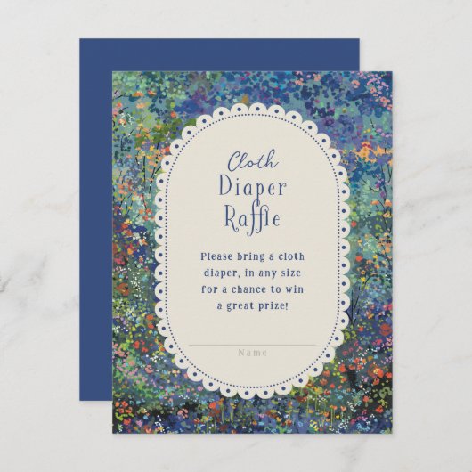 Magische Tuin Geschilderd Baby shower Luier Raffle Informatiekaartje (Voorkant / Achterkant)