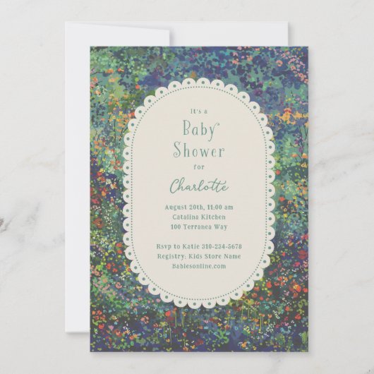 Magische tuin handgeschilderd Baby shower uitnodig Kaart (Voorkant)