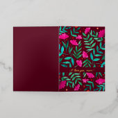 Magische tuin - magenta en groen Ik hou van je moe Folie Feestdagenkaart (Buiten Laag)