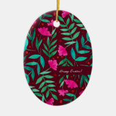 Magische tuin — magenta en groene paasmakerij keramisch ornament (Voorkant)