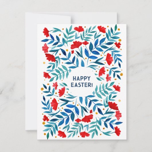 Magische tuin — rode en turkooizen Pasen Kaart (Voorkant)
