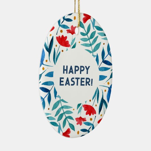 Magische tuin — rode en turkooizen Pasen Keramisch Ornament (Rechts)