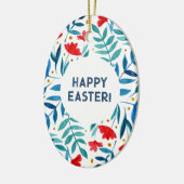 Magische tuin — rode en turkooizen Pasen Keramisch Ornament (Links)