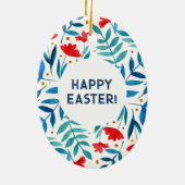 Magische tuin — rode en turkooizen Pasen Keramisch Ornament (Achterkant)