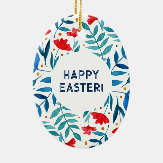 Magische tuin — rode en turkooizen Pasen Keramisch Ornament (Achterkant)